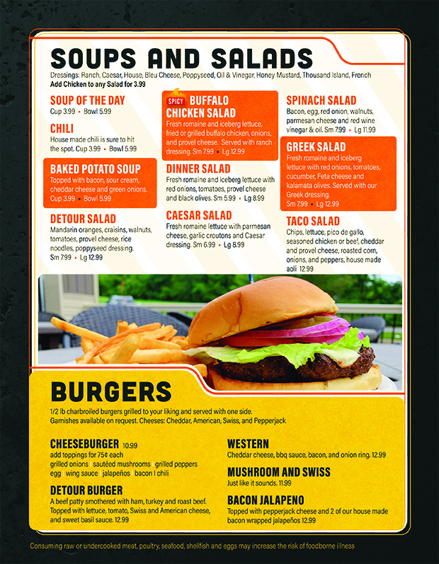 Menu Detour Grill and Bar